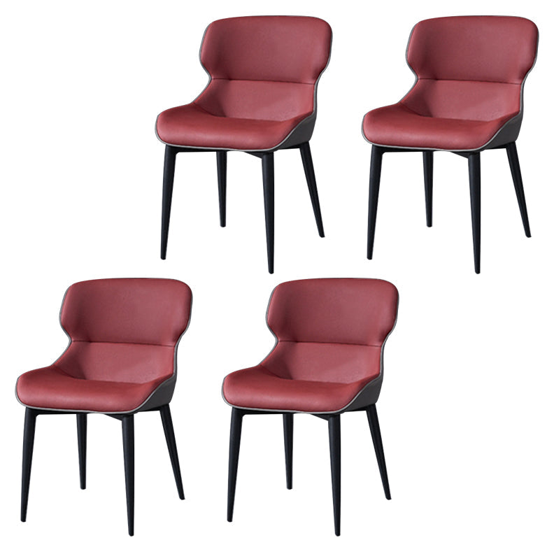 Modern Dining Room Chair Faux Leather and Metal Side Chair for Home