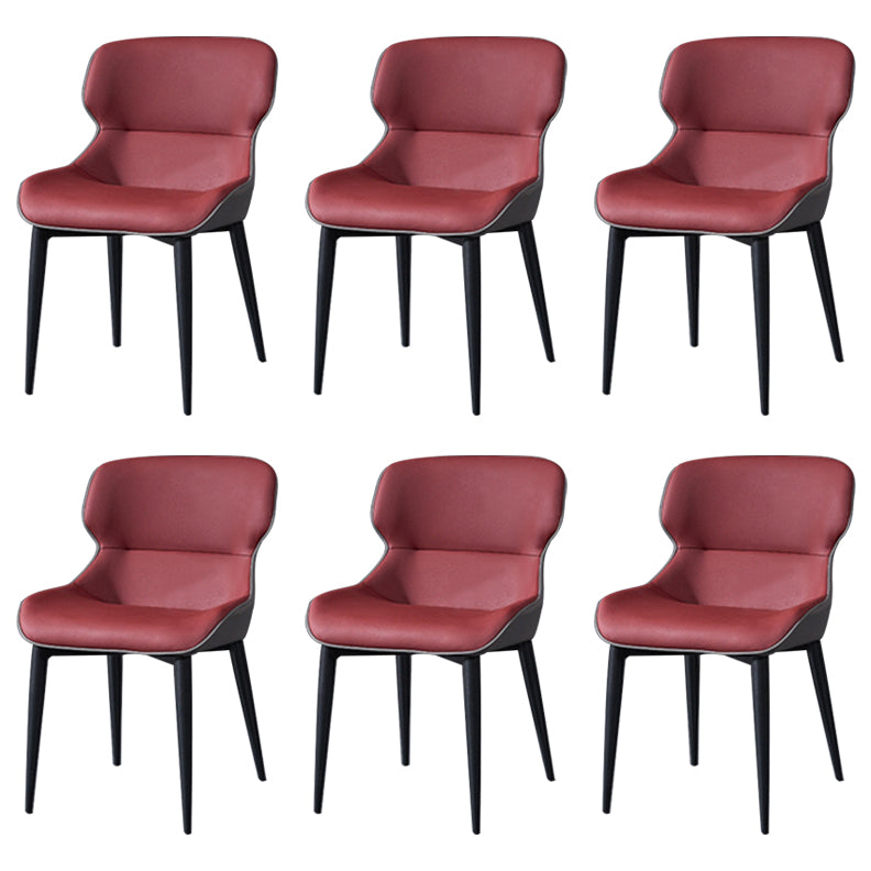 Modern Dining Room Chair Faux Leather and Metal Side Chair for Home