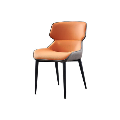 Modern Dining Room Chair Faux Leather and Metal Side Chair for Home