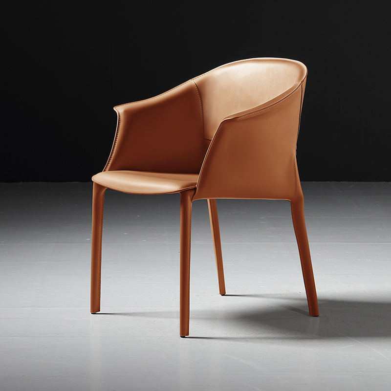 Silla del lado moderno de cuero con brazos Silla de comedor de acabado mate
