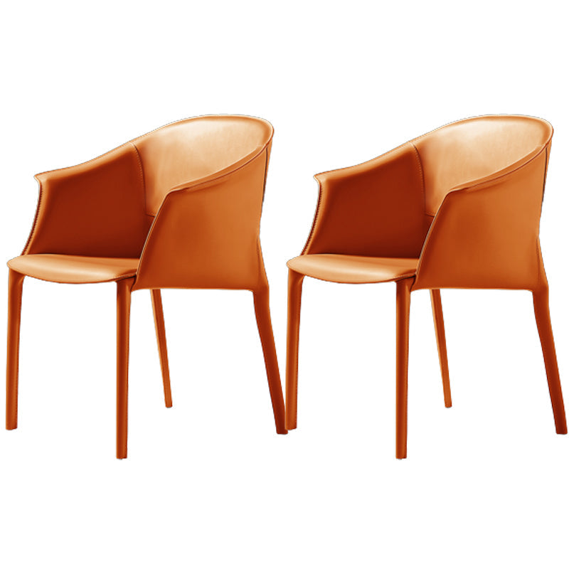 Silla del lado moderno de cuero con brazos Silla de comedor de acabado mate