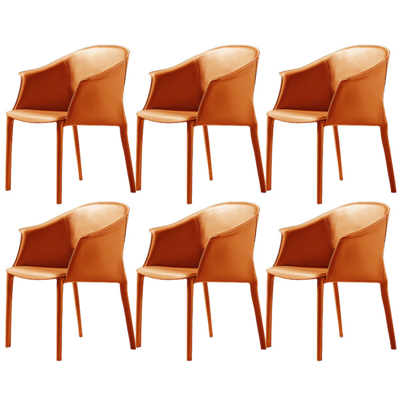 Silla del lado moderno de cuero con brazos Silla de comedor de acabado mate