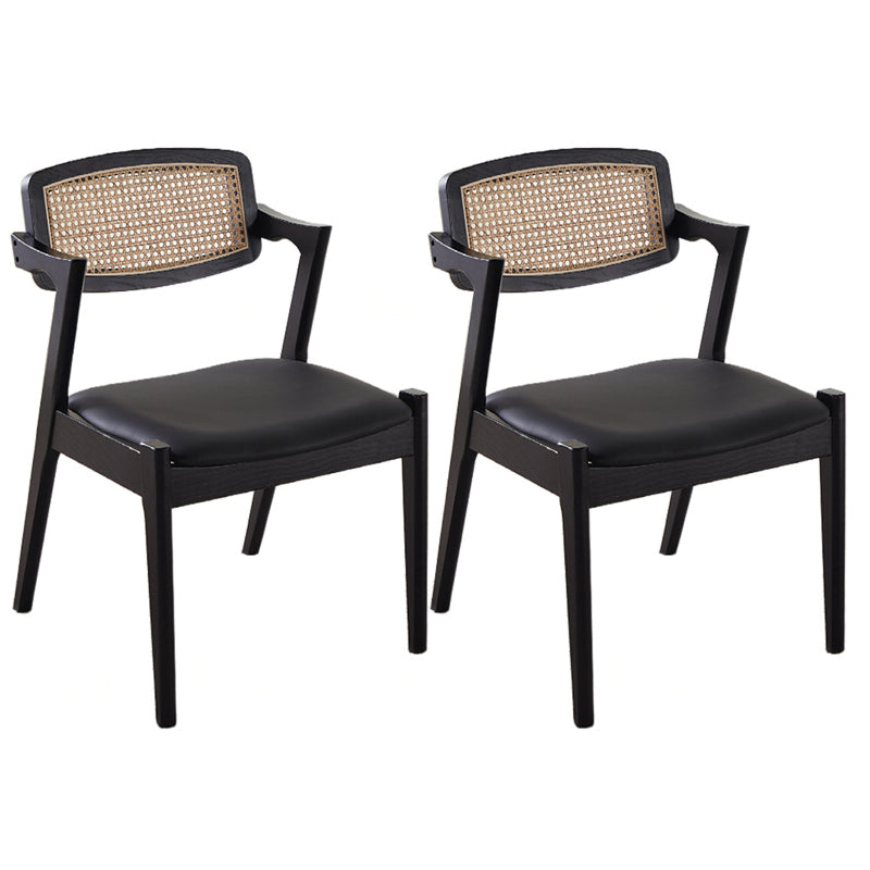 Traditional Dining Accent Chair Solid Wood and Faux Leather Arm Chair