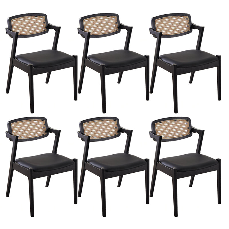 Traditional Dining Accent Chair Solid Wood and Faux Leather Arm Chair