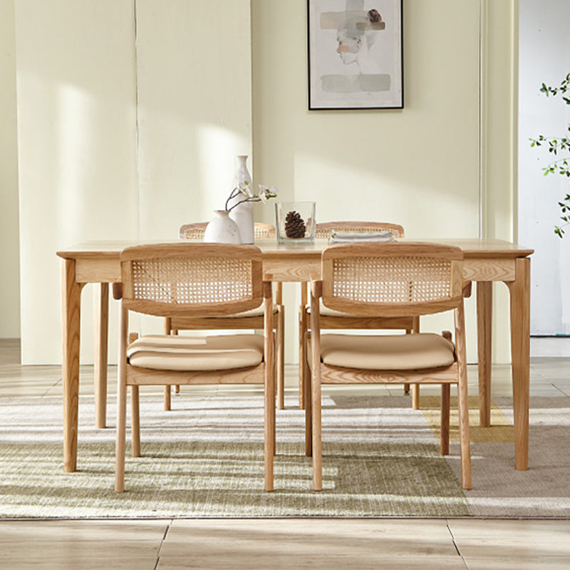 Traditional Dining Accent Chair Solid Wood and Faux Leather Arm Chair