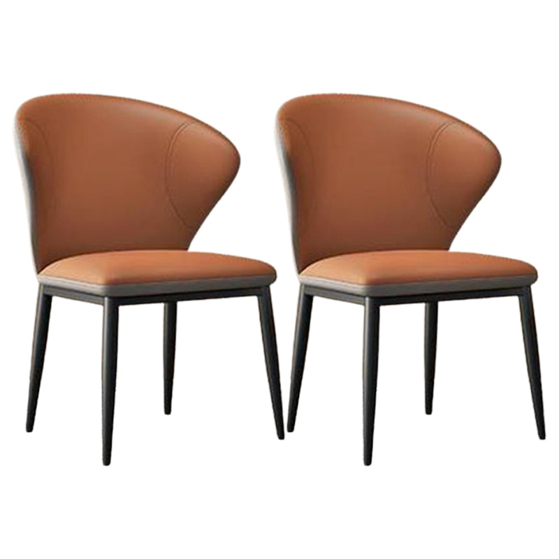 Contemporary Dining Chairs Armless Dining Chairs with Metal Legs for Kitchen Orange 2 Piece Set Clearhalo 'Dining Chairs' 'Dining Tables & Seating' 'dining_chair' 'furn' 'furn_dining_chair' 'Furniture' 'Kitchen & Dining Furniture' 5877516