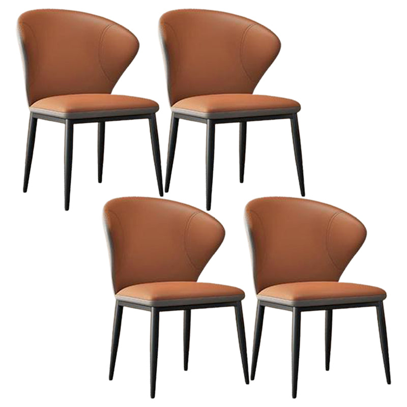 Contemporary Dining Chairs Armless Dining Chairs with Metal Legs for Kitchen Orange 4 Piece Set Clearhalo 'Dining Chairs' 'Dining Tables & Seating' 'dining_chair' 'furn' 'furn_dining_chair' 'Furniture' 'Kitchen & Dining Furniture' 5877518