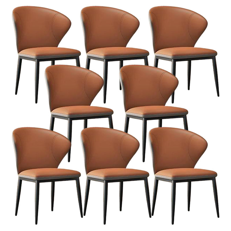 Contemporary Dining Chairs Armless Dining Chairs with Metal Legs for Kitchen Orange 8 Piece Set Clearhalo 'Dining Chairs' 'Dining Tables & Seating' 'dining_chair' 'furn' 'furn_dining_chair' 'Furniture' 'Kitchen & Dining Furniture' 5877521