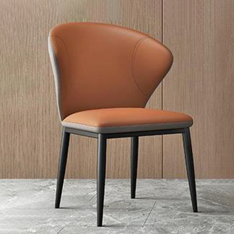 Contemporary Dining Chairs Armless Dining Chairs with Metal Legs for Kitchen Orange 1 Piece Clearhalo 'Dining Chairs' 'Dining Tables & Seating' 'dining_chair' 'furn' 'furn_dining_chair' 'Furniture' 'Kitchen & Dining Furniture' 5877522