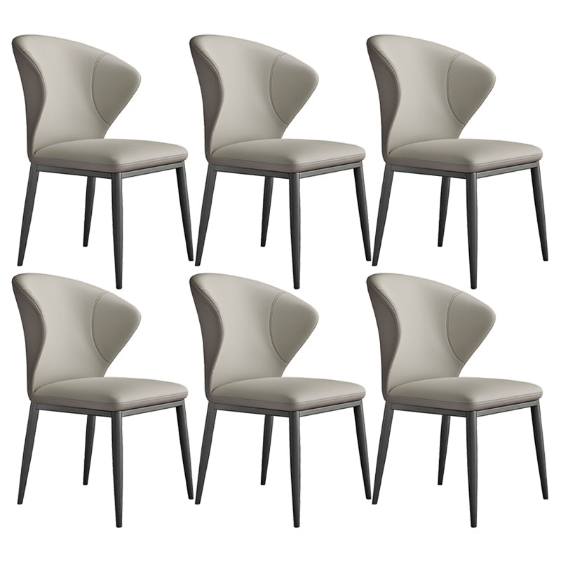 Contemporary Dining Chairs Armless Dining Chairs with Metal Legs for Kitchen Grey 6 Piece Set Clearhalo 'Dining Chairs' 'Dining Tables & Seating' 'dining_chair' 'furn' 'furn_dining_chair' 'Furniture' 'Kitchen & Dining Furniture' 5877527
