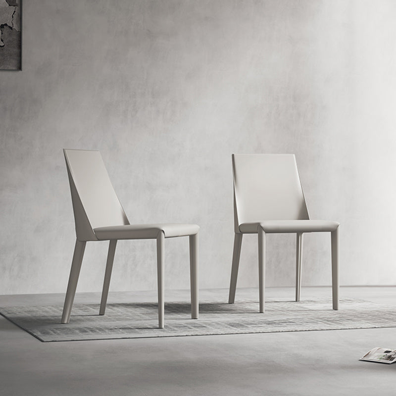 Matte Finish Modern Indoor Chair Faux Leather Solid Back Dining Chair