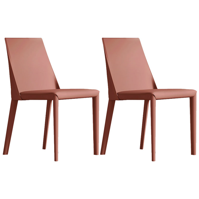 Matte Finish Modern Indoor Chair Faux Leather Solid Back Dining Chair