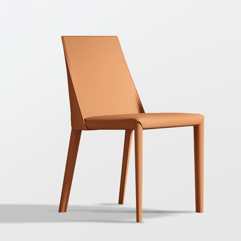 Matte Finish Modern Indoor Chair Faux Leather Solid Back Dining Chair