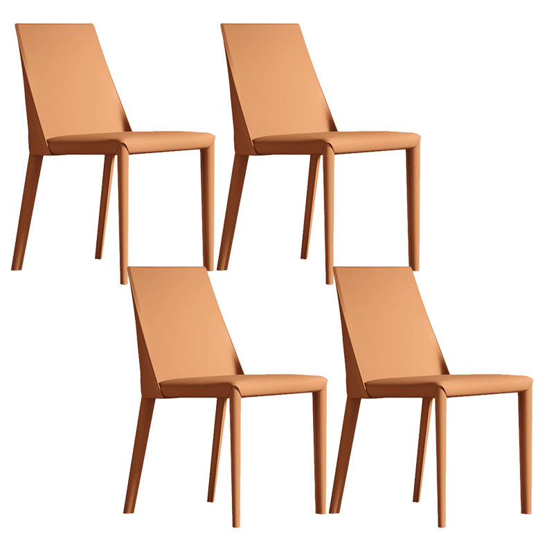 Matte Finish Modern Indoor Chair Faux Leather Solid Back Dining Chair