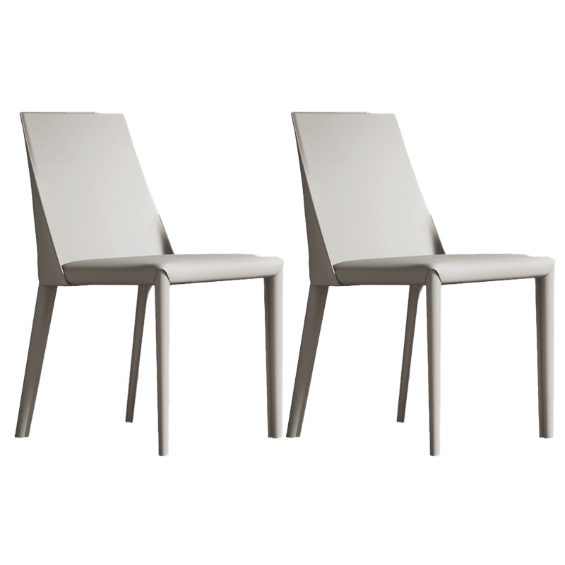 Matte Finish Modern Indoor Chair Faux Leather Solid Back Dining Chair