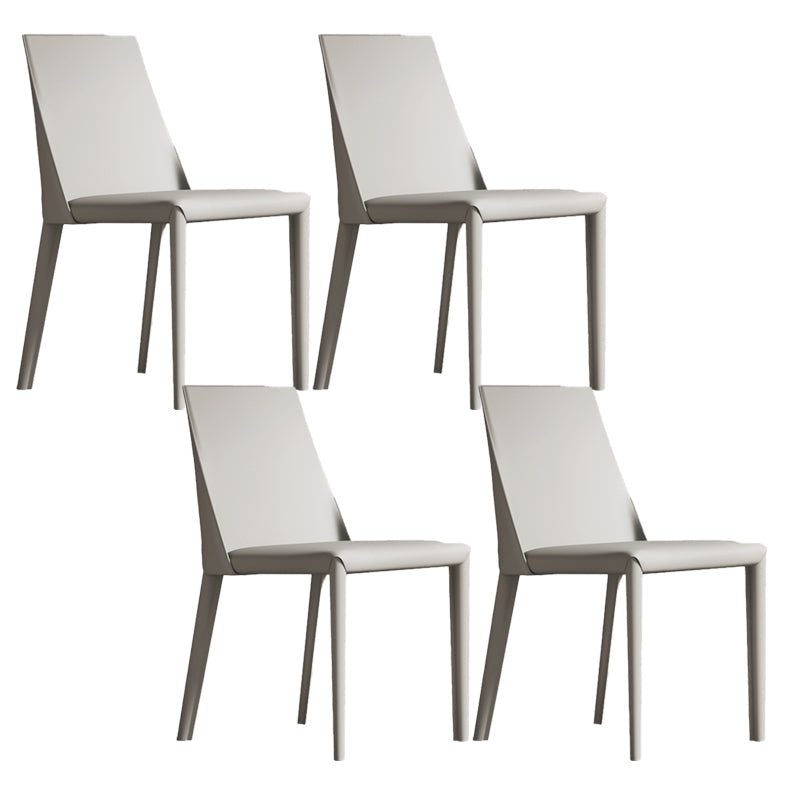 Matte Finish Modern Indoor Chair Faux Leather Solid Back Dining Chair
