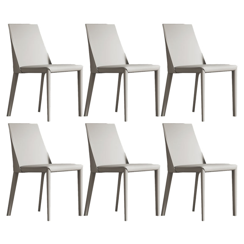 Matte Finish Modern Indoor Chair Faux Leather Solid Back Dining Chair