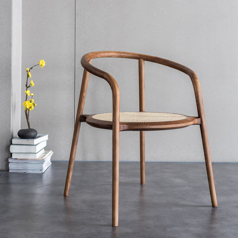 Open Back Dining Arm Chair Solid Wood Dining Room Chair for Home