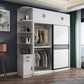 White Modern Wardrobe Armoire Engineered Wood Sliding Door Wardrobe with Drawer