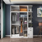 White Modern Wardrobe Armoire Engineered Wood Sliding Door Wardrobe with Drawer