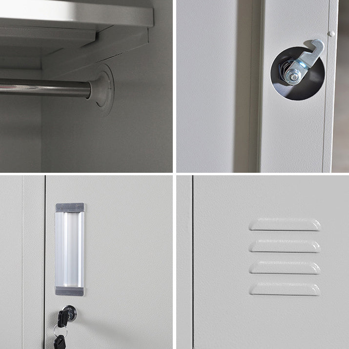 Metal Wardrobe Cabinet Contemporary Grey Wardrobe Armoire for Home Clearhalo 'Armoires & Wardrobes' 'armoires_wardrobes' 'Bedroom Furniture' 'furn' 'furn_armoires_wardrobes' 'Furniture' 5877781