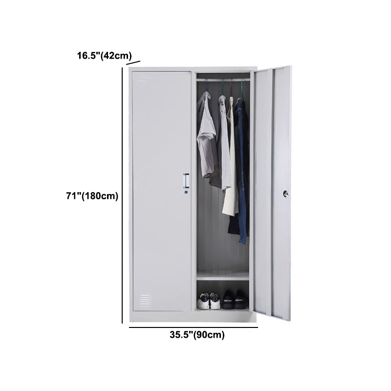 Metal Wardrobe Cabinet Contemporary Grey Wardrobe Armoire for Home Clearhalo 'Armoires & Wardrobes' 'armoires_wardrobes' 'Bedroom Furniture' 'furn' 'furn_armoires_wardrobes' 'Furniture' 5877785