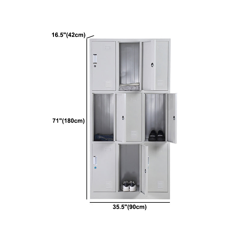 Metal Wardrobe Cabinet Contemporary Grey Wardrobe Armoire for Home Clearhalo 'Armoires & Wardrobes' 'armoires_wardrobes' 'Bedroom Furniture' 'furn' 'furn_armoires_wardrobes' 'Furniture' 5877789