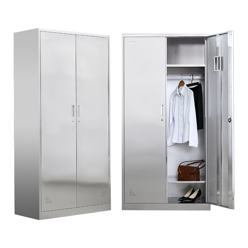 Armadio industriale in metallo con portametta in acciaio grigio incernierato per bagno