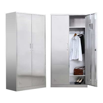 Armadio industriale in metallo con portametta in acciaio grigio incernierato per bagno