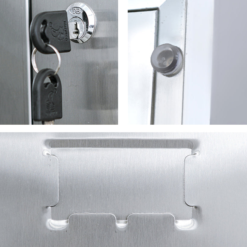 Armadio industriale in metallo con portametta in acciaio grigio incernierato per bagno