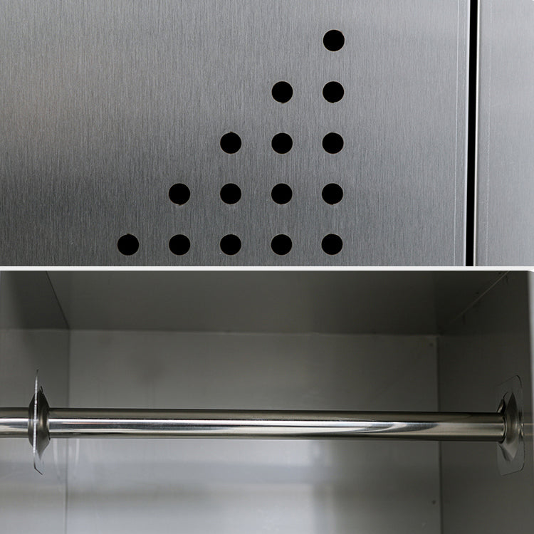 Armadio industriale in metallo con portametta in acciaio grigio incernierato per bagno