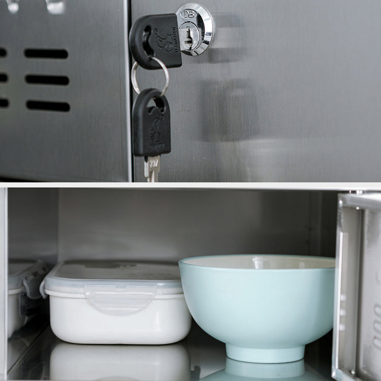 Armadio industriale in metallo con portametta in acciaio grigio incernierato per bagno