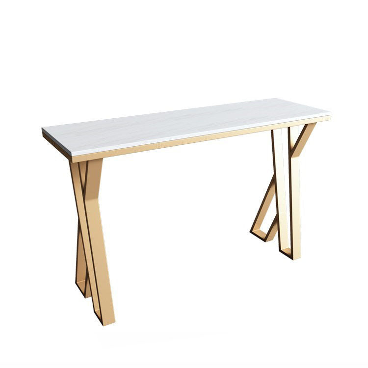 Glam 1/3/5/7 Pieces Bar Table Set Rectangle Stone Counter Table with Stools for Kitchen White 71"L x 18"W Clearhalo 'Bar Furniture' 'furn' 'furn_home_bar_bar_sets' 'Furniture' 'Home Bars & Bar Sets' 'home_bar_bar_sets' 'Kitchen & Dining Furniture' 5877906