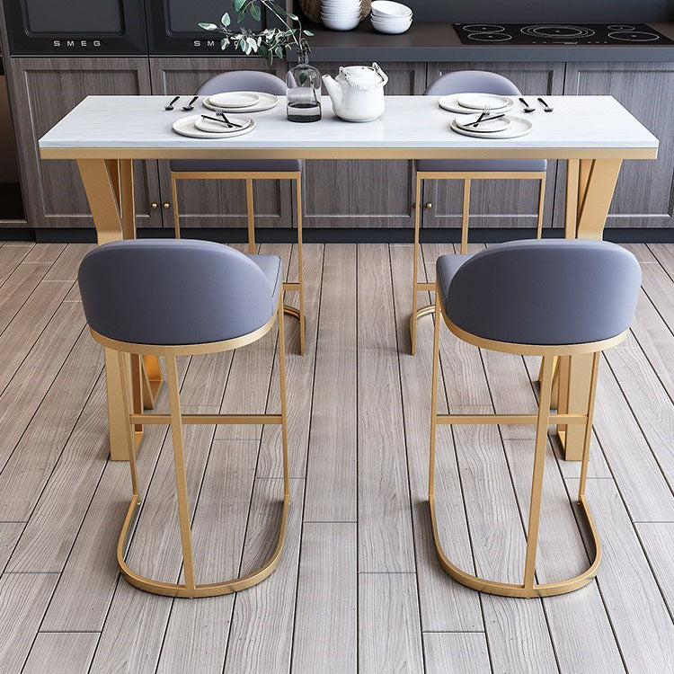 Glam 1/3/5/7 Pieces Bar Table Set Rectangle Stone Counter Table with Stools for Kitchen Clearhalo 'Bar Furniture' 'furn' 'furn_home_bar_bar_sets' 'Furniture' 'Home Bars & Bar Sets' 'home_bar_bar_sets' 'Kitchen & Dining Furniture' 5877918