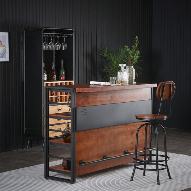 Industrial 1/2/3 Pieces Counter Height Set Rectangle Solid Wood Pub Table Set Clearhalo 'Bar Furniture' 'furn' 'furn_home_bar_bar_sets' 'Furniture' 'Home Bars & Bar Sets' 'home_bar_bar_sets' 'Kitchen & Dining Furniture' 5877939