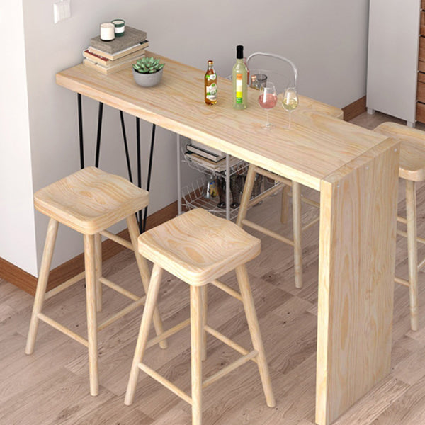 Juego de mesa de pub rectangular industrial, mesa de mostrador de madera de 1/5 piezas con taburetes sin respaldo