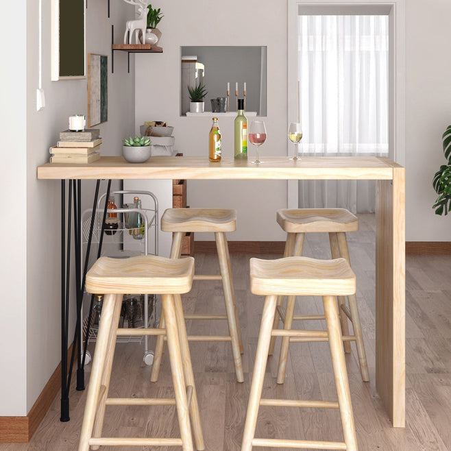 Juego de mesa de pub rectangular industrial, mesa de mostrador de madera de 1/5 piezas con taburetes sin respaldo