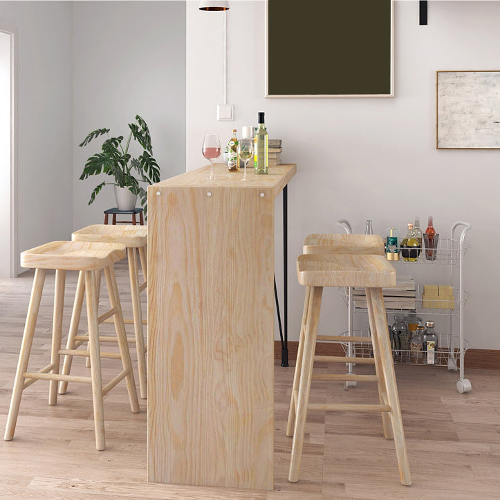Juego de mesa de pub rectangular industrial, mesa de mostrador de madera de 1/5 piezas con taburetes sin respaldo