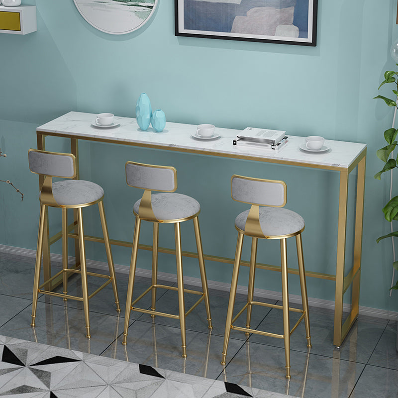Glam Set tavolo da bar da 1/4 pezzi Tavolo da bancone rettangolare in pietra con sgabelli alti per cucina