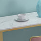 Glam Set tavolo da bar da 1/4 pezzi Tavolo da bancone rettangolare in pietra con sgabelli alti per cucina
