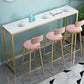 Glam Set tavolo da bar da 1/4 pezzi Tavolo da bancone rettangolare in pietra con sgabelli alti per cucina