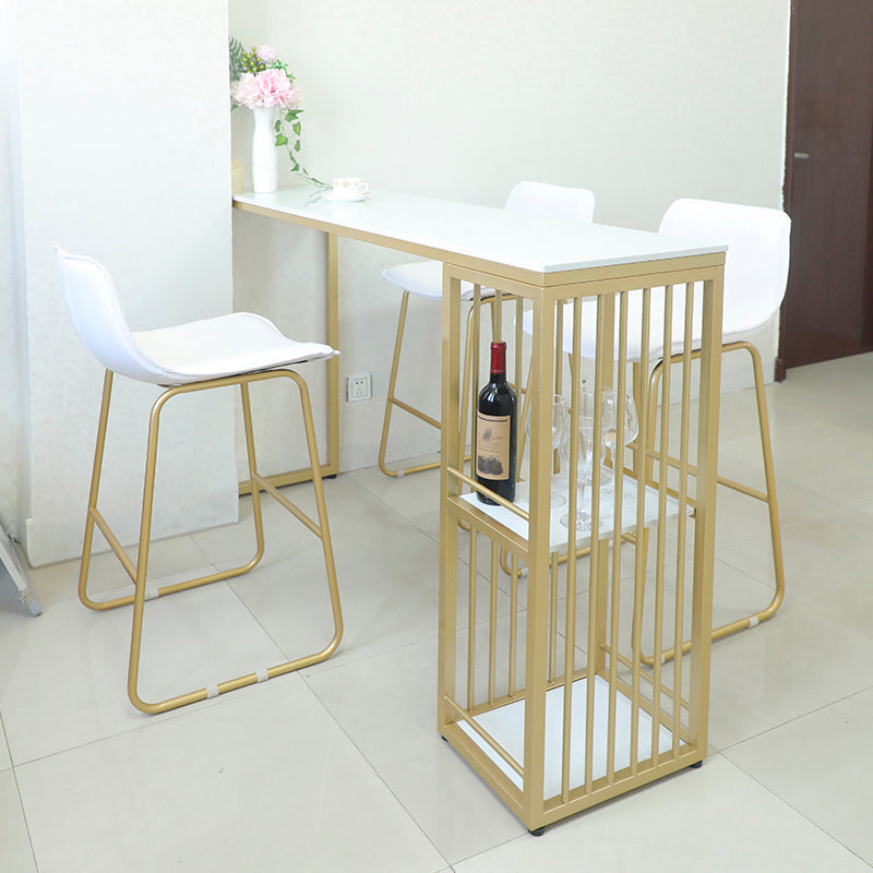 Glam Bar Table Set 1/4 Pieces Rectangle Stone Counter Table with High Stools for Balcony Clearhalo 'Bar Furniture' 'furn' 'furn_home_bar_bar_sets' 'Furniture' 'Home Bars & Bar Sets' 'home_bar_bar_sets' 'Kitchen & Dining Furniture' 5878038