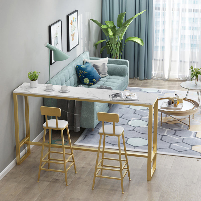 Glam Style 1/2/3 Pieces Bar Table Set Rectangle Bar Table with Metal High Stools for Home Clearhalo 'Bar Furniture' 'furn' 'furn_home_bar_bar_sets' 'Furniture' 'Home Bars & Bar Sets' 'home_bar_bar_sets' 'Kitchen & Dining Furniture' 5878064