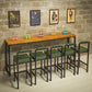 Modern 1/2/5/6/9 Pieces Rectangular Pub Table Set Wooden Counter Table for Dining Room 6 Pieces: 1 Table, 5 Green Stools Clearhalo 'Bar Furniture' 'furn' 'furn_home_bar_bar_sets' 'Furniture' 'Home Bars & Bar Sets' 'home_bar_bar_sets' 'Kitchen & Dining Furniture' 5878102