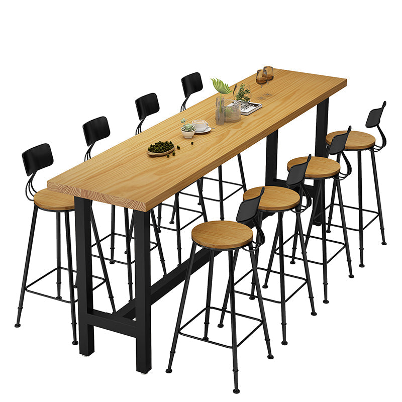 Modern Style 1/9 Pieces Bar Table Set Rectangle Pine Wood Counter Table for Cafe Clearhalo 'Bar Furniture' 'furn' 'furn_home_bar_bar_sets' 'Furniture' 'Home Bars & Bar Sets' 'home_bar_bar_sets' 'Kitchen & Dining Furniture' 5878185