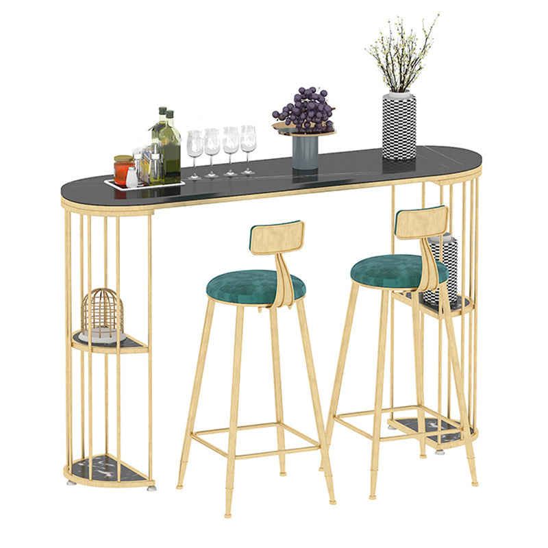 Glam Oval Indoor Counter Set 1/2/3 Pieces Double Pedestal Bar Pub Table Set Clearhalo 'Bar Furniture' 'furn' 'furn_home_bar_bar_sets' 'Furniture' 'Home Bars & Bar Sets' 'home_bar_bar_sets' 'Kitchen & Dining Furniture' 5878224