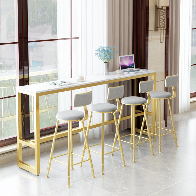 Glam Bar Table Set 1/5/9 Pieces Rectangle Stone Counter Table with Stools for Living Room Clearhalo 'Bar Furniture' 'furn' 'furn_home_bar_bar_sets' 'Furniture' 'Home Bars & Bar Sets' 'home_bar_bar_sets' 'Kitchen & Dining Furniture' 5878241