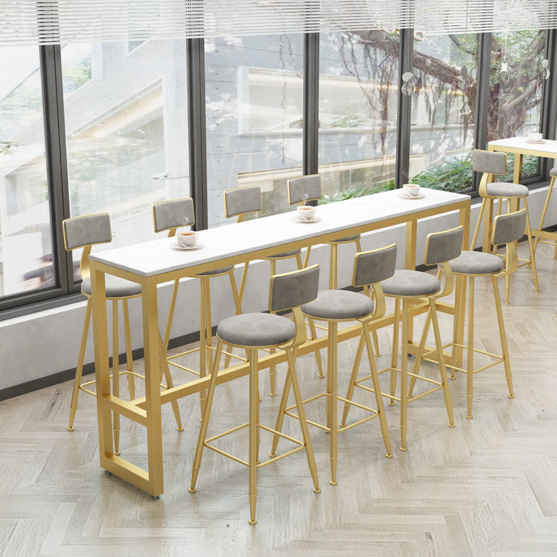 Glam Bar Table Set 1/5/9 Pieces Rectangle Stone Counter Table with Stools for Living Room Clearhalo 'Bar Furniture' 'furn' 'furn_home_bar_bar_sets' 'Furniture' 'Home Bars & Bar Sets' 'home_bar_bar_sets' 'Kitchen & Dining Furniture' 5878247