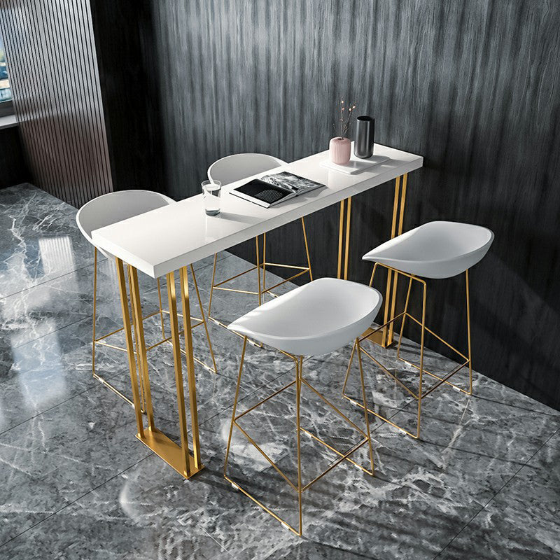 Glam Bar Table Set 1/2/3/5 Pieces Rectangle Bar Table with High Metal Stools Clearhalo 'Bar Furniture' 'furn' 'furn_home_bar_bar_sets' 'Furniture' 'Home Bars & Bar Sets' 'home_bar_bar_sets' 'Kitchen & Dining Furniture' 5878352