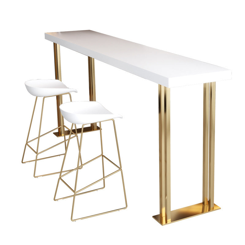 Glam Bar Table Set 1/2/3/5 Pieces Rectangle Bar Table with High Metal Stools Clearhalo 'Bar Furniture' 'furn' 'furn_home_bar_bar_sets' 'Furniture' 'Home Bars & Bar Sets' 'home_bar_bar_sets' 'Kitchen & Dining Furniture' 5878359